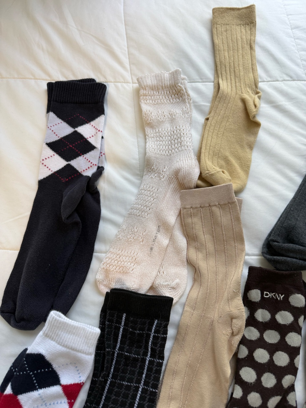 DKNY & Tommy Hilfiger assorted other brand Socks Argyle, boot length, cotton soc - Picture 6 of 8